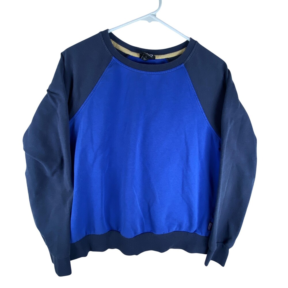 Patagonia Organic Cotton Ahnya Crewneck Sweatshirt Womens Medium Blue Raglan
